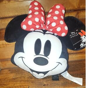 Disney‎ Minnie Mouse Plush Pillow Red Polka Dot Bow Black Ears Character